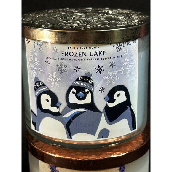 Bath & Body Works Owl on Branches + TWO 3-wick Candles Set Lavender Frozen Lake - Picture 2 of 10